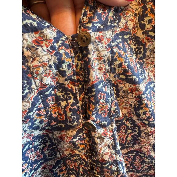 Lands' End Blue White Multicolor Button Up Cotton Women's Blouse Shirt Sz 6 - Picture 10 of 12